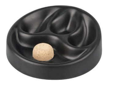 Pfeifenaschenbecher Keramik schwarz matt mit 3 Ablagen