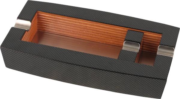 Zigarrenaschenbecher "Holz Carbondesign" mit 2 Ablagen